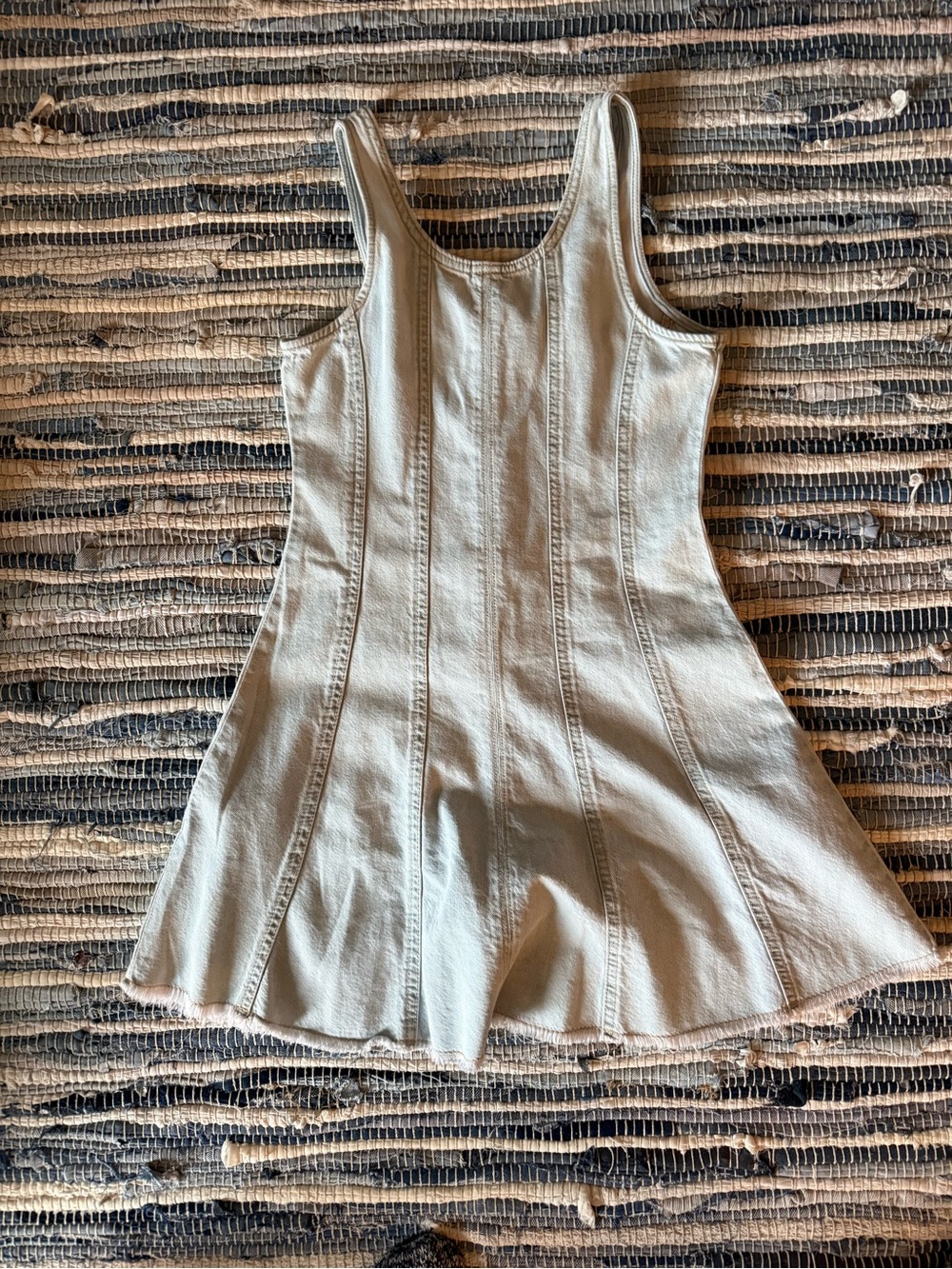 Zara Light Sage Scoop-Neck Casual denim Tank Dress